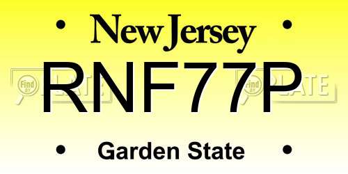 RNF77P New Jersey License Plate