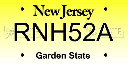 RNH52A New Jersey License Plate