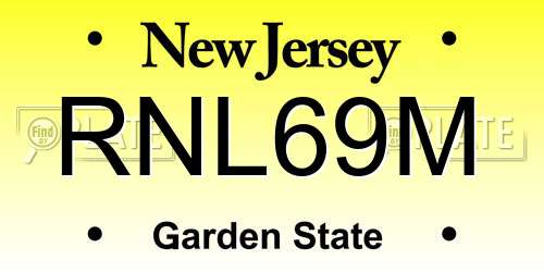 RNL69M New Jersey License Plate
