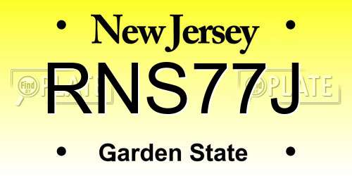RNS77J New Jersey License Plate