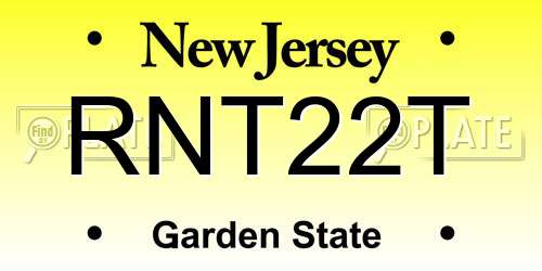 RNT22T New Jersey License Plate