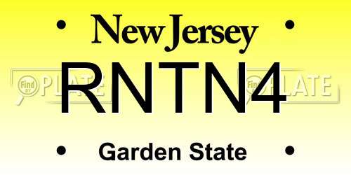 RNTN4 New Jersey License Plate