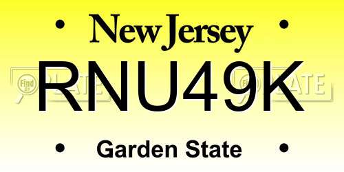 RNU49K New Jersey License Plate