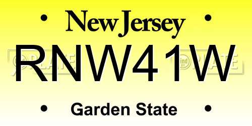 RNW41W New Jersey License Plate