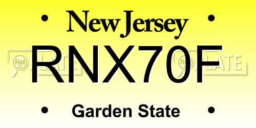 RNX70F New Jersey License Plate