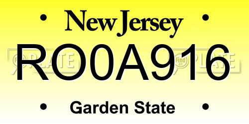 RO0A916 New Jersey License Plate