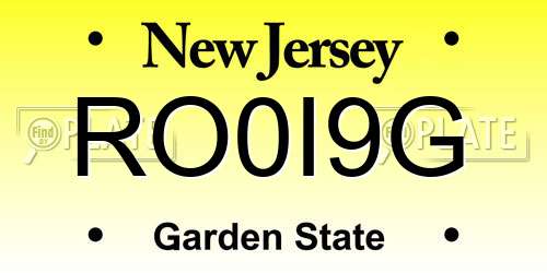 RO0I9G New Jersey License Plate