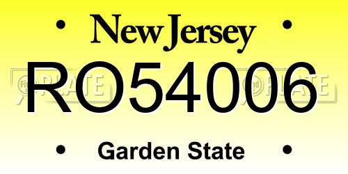 RO54006 New Jersey License Plate