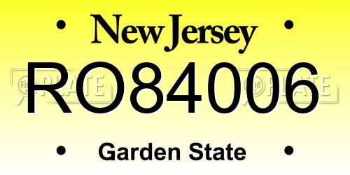 RO84006 New Jersey License Plate