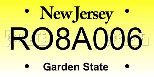 RO8A006 New Jersey License Plate