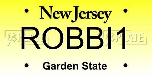 ROBBI1 New Jersey License Plate
