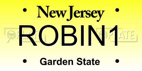 ROBIN1 New Jersey License Plate