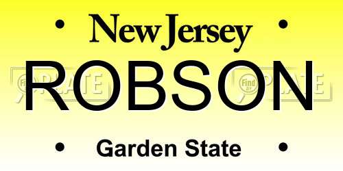 ROBSON New Jersey License Plate