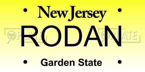 RODAN New Jersey License Plate