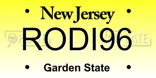 RODI96 New Jersey License Plate