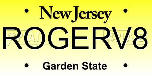 ROGERV8 New Jersey License Plate