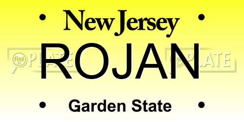 ROJAN New Jersey License Plate