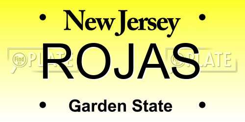 ROJAS New Jersey License Plate