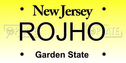 ROJHO New Jersey License Plate