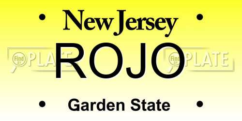 ROJO New Jersey License Plate