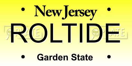 ROLTIDE New Jersey License Plate