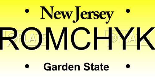 ROMCHYK New Jersey License Plate