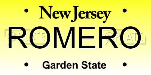 ROMERO New Jersey License Plate