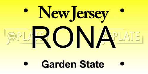 RONA New Jersey License Plate