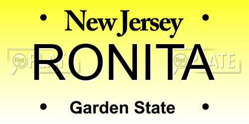 RONITA New Jersey License Plate