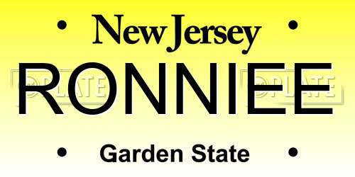 RONNIEE New Jersey License Plate