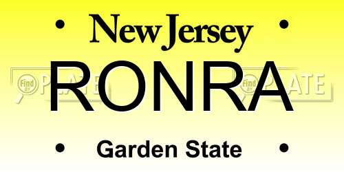 RONRA New Jersey License Plate