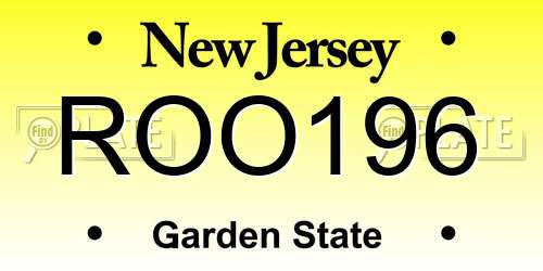 ROO196 New Jersey License Plate