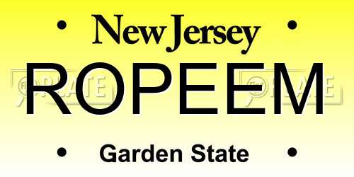 ROPEEM New Jersey License Plate