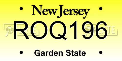 ROQ196 New Jersey License Plate