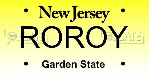 ROROY New Jersey License Plate