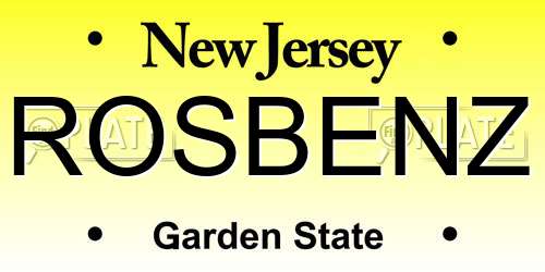 ROSBENZ New Jersey License Plate