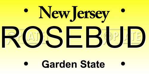 ROSEBUD New Jersey License Plate