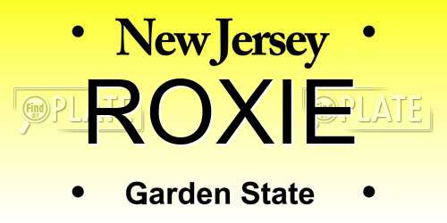 ROXIE New Jersey License Plate
