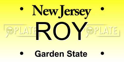 ROY New Jersey License Plate