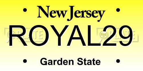 ROYAL29 New Jersey License Plate