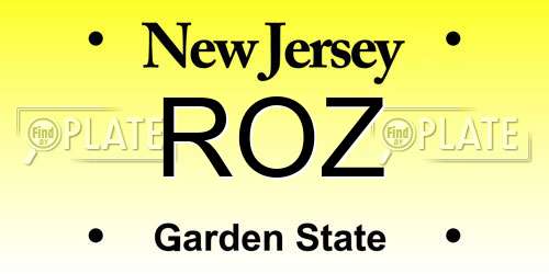 ROZ New Jersey License Plate
