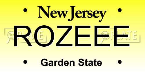 ROZEEE New Jersey License Plate