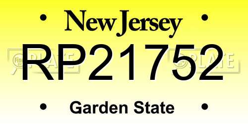 RP21752 New Jersey License Plate