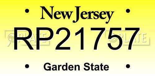 RP21757 New Jersey License Plate