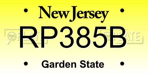 RP385B New Jersey License Plate