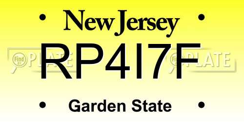 RP4I7F New Jersey License Plate