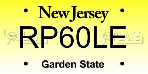 RP60LE New Jersey License Plate