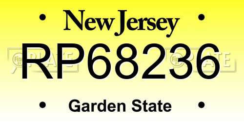 RP68236 New Jersey License Plate