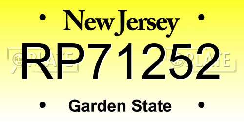 RP71252 New Jersey License Plate