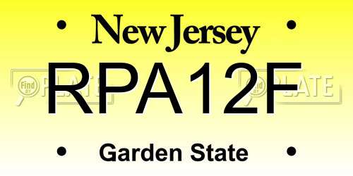 RPA12F New Jersey License Plate